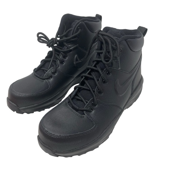 Nike Youth Size 6 Manoa Leather Triple Black Boots 454350-003 New main image 4